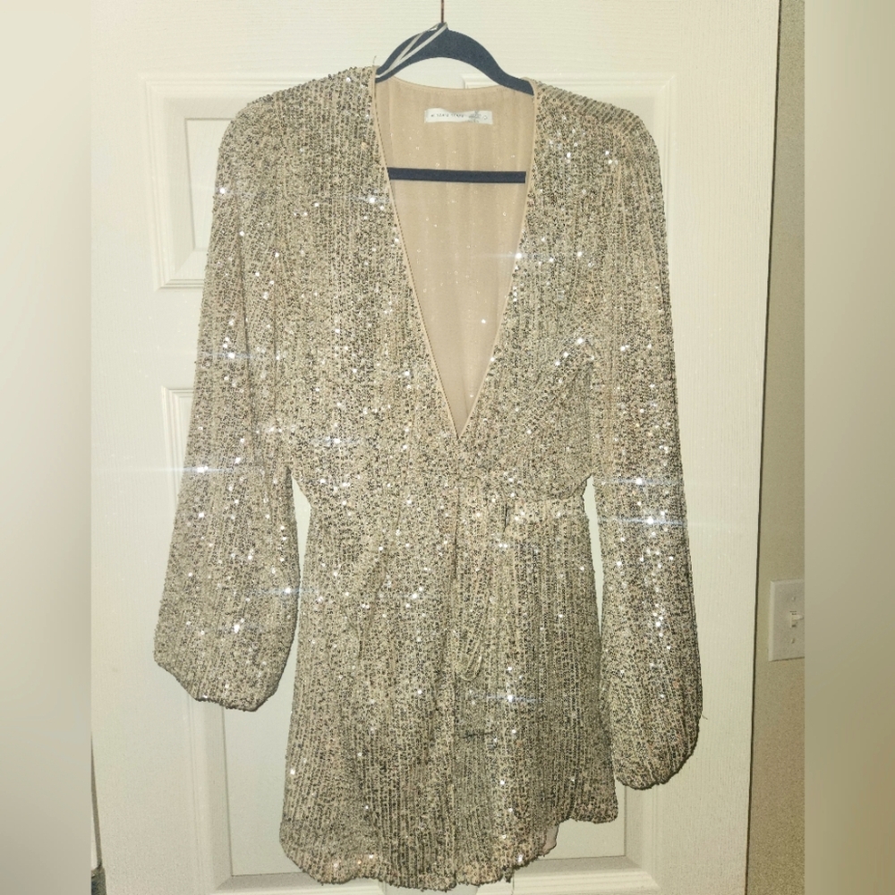 Gold Sequin V-Neck Romper
